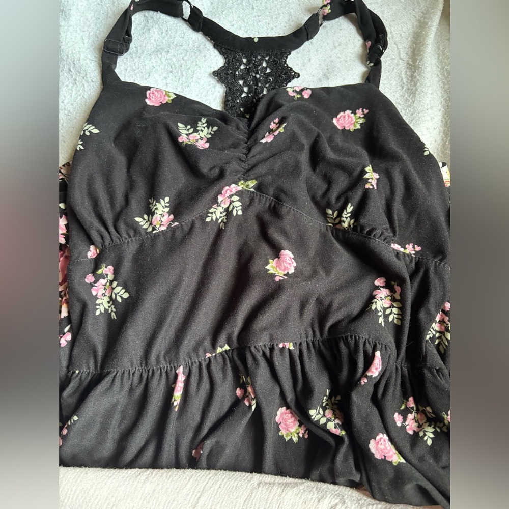 Black flower dress in large